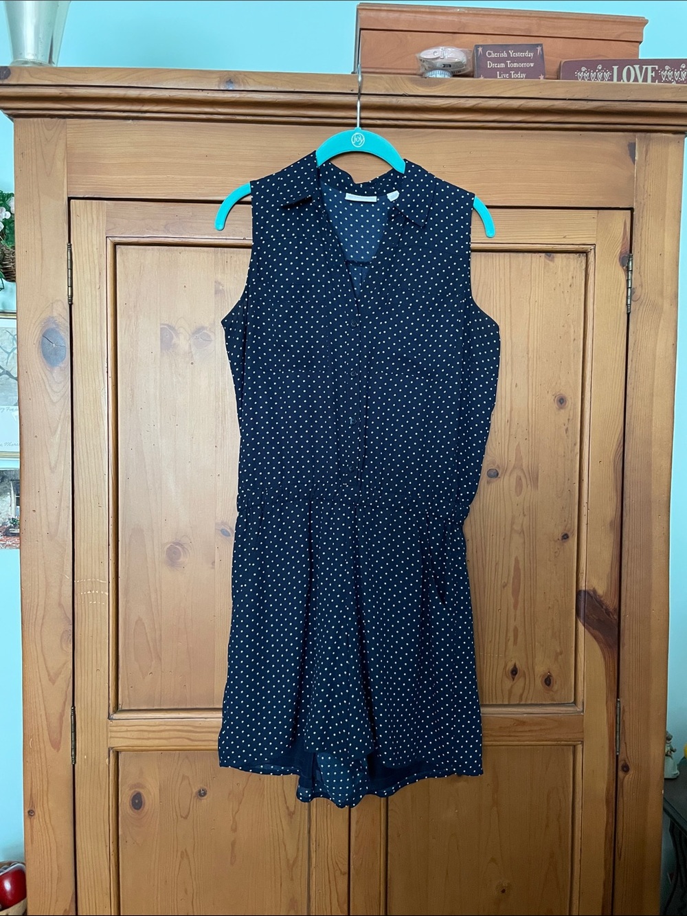 New York & Company Navy Star-Print Sleeveless Romper
